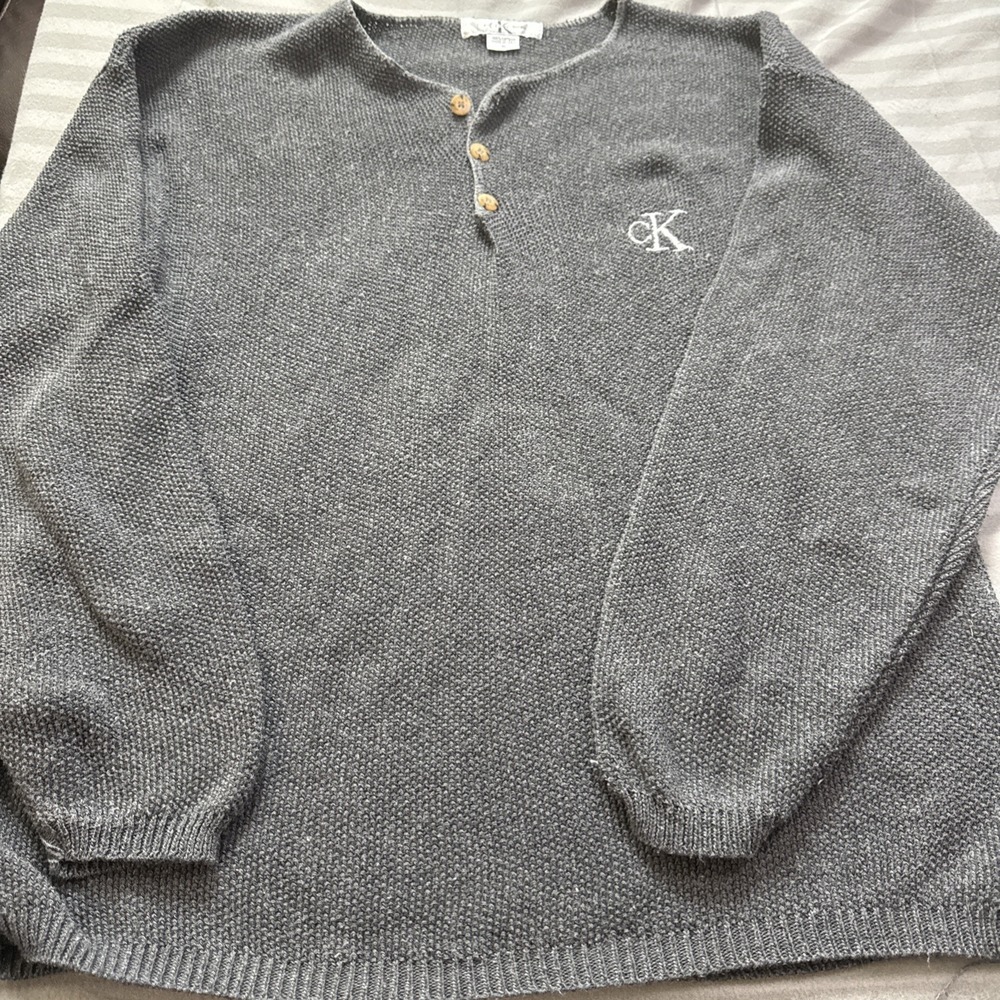 VTG90s Calvin Klein Jeans Mens XL Distressed Crewneck Sweater Men's Size XL READ - Picture 7 of 16